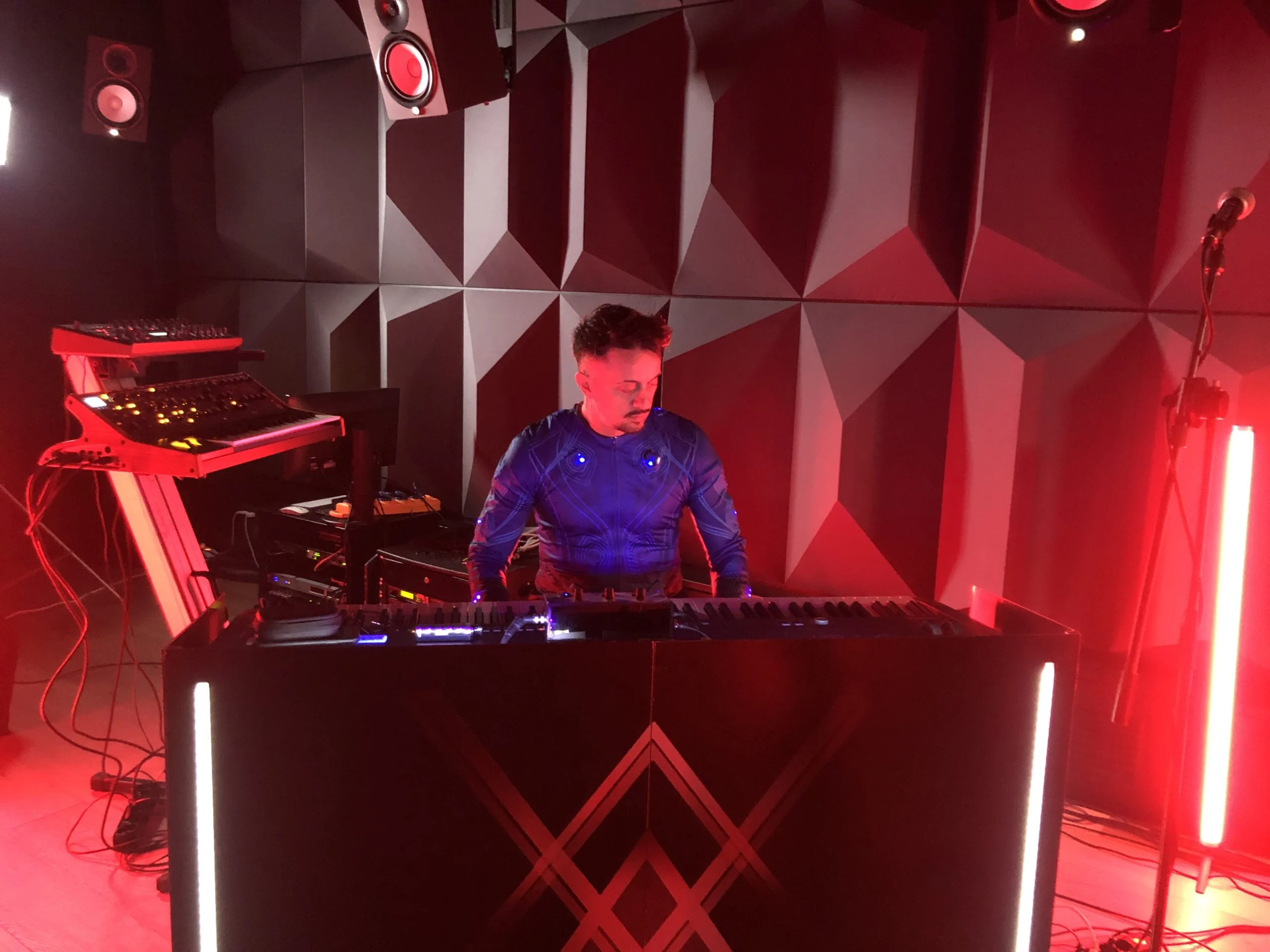 Performer wearing an illuminated CuteCircuit garment
