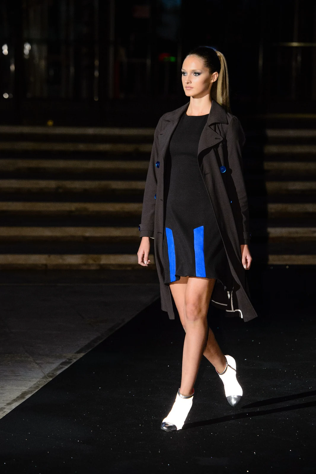 Black coat on the Rome anniversary runway