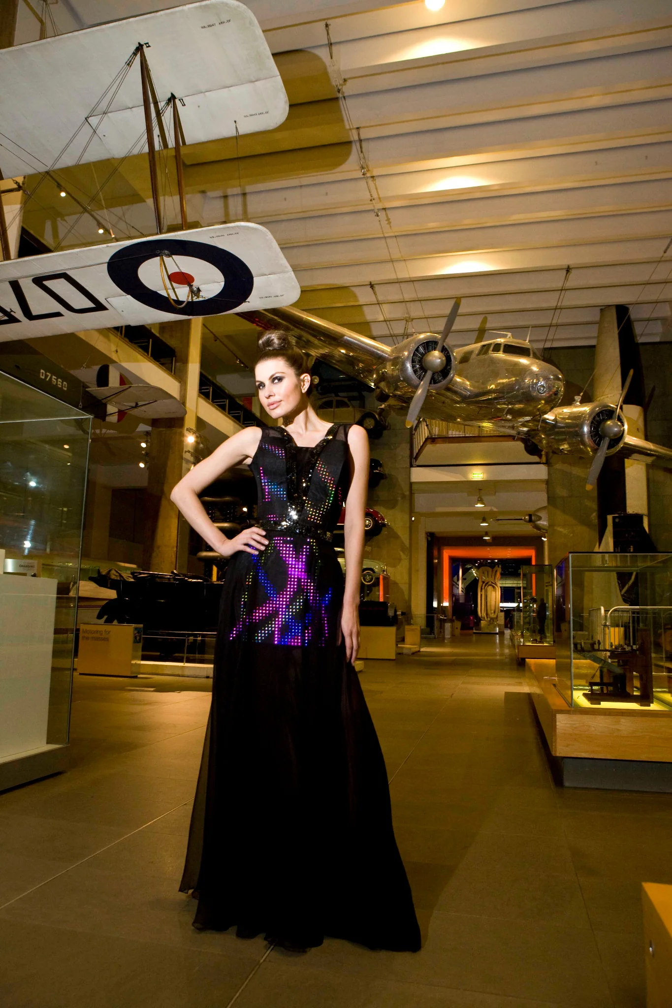 Model wearing the illuminated Twitter Dress at the Science Museum