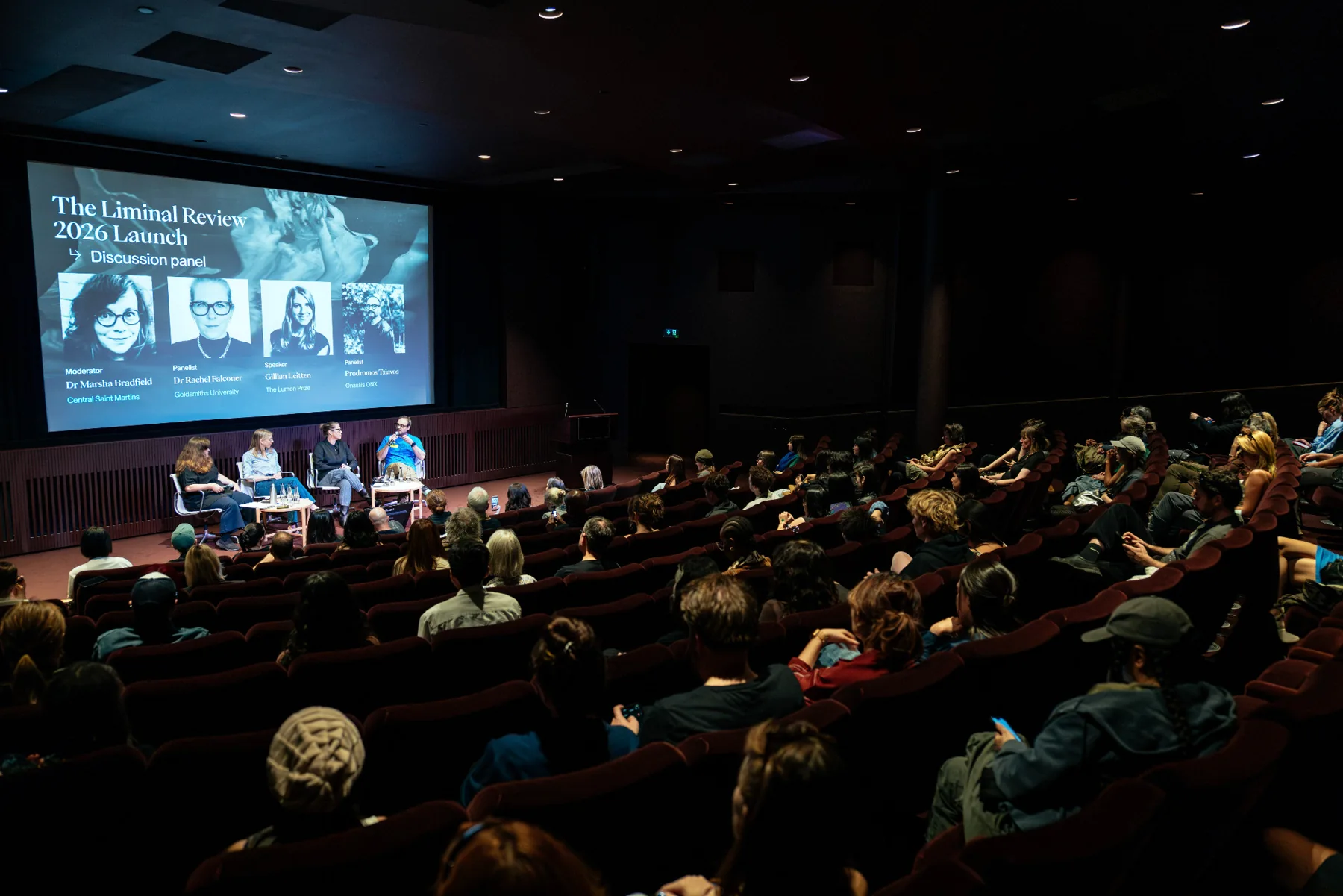 The Liminal Review 2026 discussion panel and audience in the Starr Cinema at Tate Modern